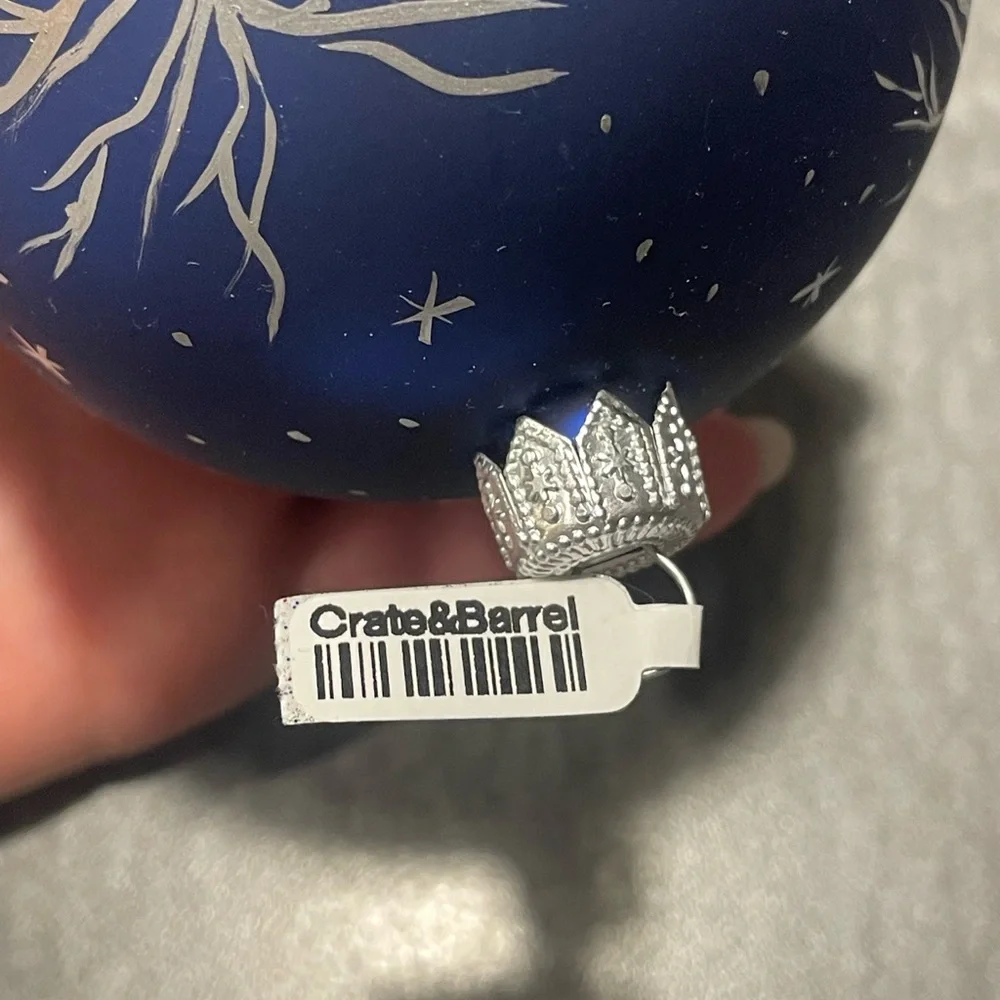 Crate & Barrel Glass Puzzle Winter Village Christmas Ornament W Tag Poland 8cm